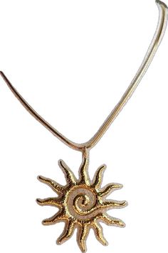 Spiral Sun, Bohemian Sun, Spiral Necklace, Sun Charm, Sun Necklace, Gold Sun, Gold Plated Necklace, Boho Necklace, Necklace Gold