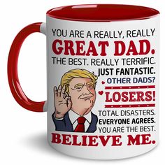 PRICES MAY VARY. Show Your Appreciation: For the most amazing Dad with our Dad Mug. Whether he’s a proud supporter or just loves a good laugh, this mug combines humor and patriotism, making it the perfect gift for any occasion. Gift For Any Occasion: Whether it's a birthday, Father's Day, Mother's Day, Christmas or just because, this mug is a thoughtful and funny way to show your Dad how much he means. Quality Ceramic: Our mug is made from premium, lead-free ceramic that is both microwave and dishwasher safe, ensuring long-lasting use. Easy to use and clean, this mug is perfect for busy mornings and lazy evenings alike. Unique Size: With an 11-ounce capacity, it’s ideal for his favorite hot beverages, from coffee and tea to hot chocolate. The sturdy, ergonomic handle ensures a comfortable Christmas Gift Daughter, Fathers Day Mugs, Novelty Mugs, Funny Coffee Mug, Dad Gifts, Dad Mug, Gift For Christmas, Funny Coffee, Funny Coffee Mugs