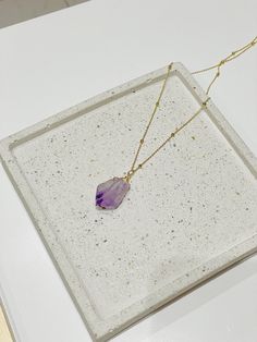 Skinny chain necklace with amethyst stone pendant Elegant Purple Chain Necklace For Gift, Purple Necklaces With Gemstone Accents, Purple Necklace With Large Stone For Gift, Lavender Amethyst Necklaces For Jewelry Making, Elegant Amethyst Necklace With Delicate Chain, Purple Teardrop Pendant Necklace For Jewelry Making, Gold Amethyst Necklace With Adjustable Chain, Delicate Amethyst Chain Necklace For Gift, Amethyst Necklace With Delicate Chain For Gift