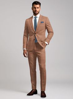 Indulge in the luxury of distinction with the resplendent Loro Piana Marzia Wool Silk Linen Suit. Meticulously fashioned from a sumptuous fusion of the finest wool, silk, and linen. Its regal brown hue and plaid pattern bestow upon it an aura of dignity. Whether gracing the corridors of power or the halls of high society, this suit effortlessly commands attention and admiration. It elevates your presence with every step and infuses your persona with an aura of unparalleled allure.   A marriage of elegance and comfort, Loro Piana fabrics are made using the highest quality raw materials in the world, in their purest form or blended together. A sophisticated response to the dictates of contemporary elegance, these fabrics lend themselves to a wide range of styles to meet the varied needs of t Elegant Wool Suits With Custom Fit, Elegant Custom Fit Wool Suit, Elegant Tailored Wool Three-piece Suit, Elegant Wool Suits For Semi-formal Occasions, Elegant Wool Three-piece Suit For Tailoring, Elegant Wool Three-piece Suit For Semi-formal Occasions, Elegant Wool Three-piece Suit, Elegant Custom Fit Brown Blazer, Elegant Semi-formal Wool Three-piece Suit