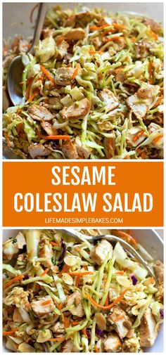 coleslaw salad with chicken and carrots in it