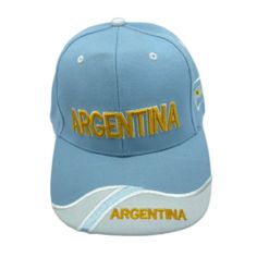 a light blue hat with the word argentina on it