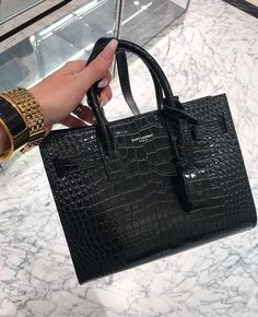 Luxury Black Bags, Black Saint Laurent Bag, Ysl Bag Crocodile, Small Black Bag Outfit, Ysl Crocodile Bag, Louis Vuitton Black Bag, Black Luxury Bag, Sac Yves Saint Laurent, Yves Saint Laurent Bag