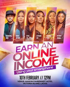 the poster for earn an online income event