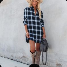 Button Up Plaid Dress! Size Medium! Never Worn!!! Perfect For Fall! Blue Shirt Dress For Beach, Casual Plaid Button-up Shirt Dress, Casual Shirt Dress With Buttons For Day Out, Casual Long Sleeve Shirt Dress For Daytime, Casual Shirt Dress With Button Closure For Day Out, Casual Shirt Dress With Buttons For Daytime, Casual Plaid Shirt Dress For Summer, Casual Button Shirt Dress For Daytime, Casual Plaid Mini Dress For Day Out