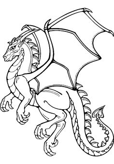 a black and white drawing of a dragon