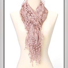 Beautiful Pink Lace And Crochet Trimmed Scarf. 17”X 68” No Rips Or Snags, Nwt Trim Scarf, Accessories Pink, Pink Leaves, Crochet Trim, Pink Lace, Scarf Wrap, Scarf Accessory, Women Accessories, Trim