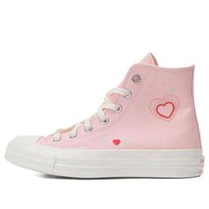 (WMNS) Converse Chuck Taylor 70S High Top 'Pink' A09113C Pink Chuck 70, Converse Chuck Taylor 70s, Heart Converse, Chuck Taylor 70s, Pink Chucks, Y2k Heart, Converse Pink, Pretty Shoes Sneakers, Pink Converse