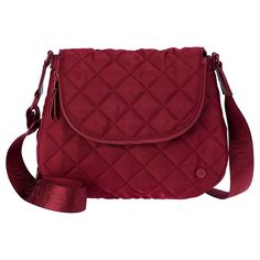 Samantha Brown To-Go Quilted Flap Saddle Crossbody  Sporty and versatile, Samantha Brown offers an everyday casual look that's perfect for both work and travel. The number of pockets makes it easy to compartmentalize things you need to access things quickly. Quilted, durable and lightweight material, DTM dyed to match hardware and signature lining. Samantha Brown, Work And Travel, Brown Trim, Work Travel, Fashion Handbags, Saddle, Casual Looks, Red, Travel