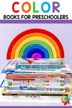 a stack of children's books with the title color books for preschoolers