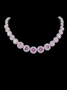 PINK REGAL NECKLACE - LILÈ - Necklace - LILÈ - online jewellery store - jewelry online - affordable jewellery online Australia Pink And Silver Necklace, Party Cubic Zirconia Round Necklaces, Crystal Necklaces For Party, Round Crystal Necklaces For Party, Elegant Pink Rhinestone Party Necklace, Elegant Pink Rhinestone Necklace For Party, Pink Round Necklace For Party, Glamorous Round Necklace With Jewels, Glamorous Round Party Necklaces