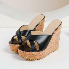 * Color :Black, pink * Heel Height: About 11 cm * Width: Medium (B, M) * Available Sizes: US 4.5-10.5 * Material: Synthetic Leather * Platform: About 3 cm * Head Toe: peep toe * Heel Shape: wedge * Popular Element: Fashion * Craftsmanship: Cement Shoes * Pattern: Pure Color * For Season: Autumn or Spring or Summer * Shoes Style: Court Shoes Notice ：actual color may differ from your computer display. Please choose the required size from the drop down menu above. We can ship to Worldwide.if you ca Cheap Open Toe Wedge Sandals With Wooden Heel, Cheap Trendy Wedge Heel Sandals, Trendy Cheap Wedge Sandals For Party, Cheap Wedge Heel Sandals With Textured Footbed, Cheap Wedge Sandals With Stacked Block Heel, Cheap Open Heel Wedge Sandals With Stacked Heel, Cheap Women's Wedge Sandals With Chunky Platform, Luxury Wedge Sandals With Padded Block Heel, Cheap Wedge Sandals With Stacked Heel For Summer