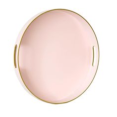 an empty pink plate with gold trim