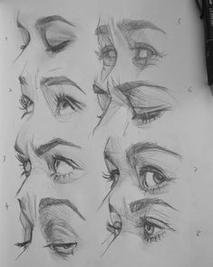 a bunch of different types of eyes drawn by someone's pencil drawing skills on paper