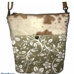 New Without Tags Myra Bag Hairon Canvas Crossbody Purse Leather Bag. Adorable! 11” Tall 8.5” Wide Distressed Leather Bag, Cowhide Purse, Western Purses, Brown Leather Crossbody Bag, Turquoise Leather, Boho Purses, White Purses, Canvas Messenger Bag, Leather Floral