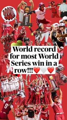 the words world record for most world series win in a row on a red background