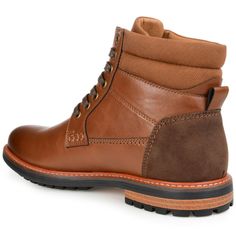 The search for the perfect boot ends here. The Reeves by Vance Co. will keep you on your feet with comfort and ease with a 6 mm Tru Comfort Foam� insole and a cushioned collar. Smooth vegan leather shapes this lace-up silhouette and a tractioned durable rubber sole grounds the look. Fall Ankle-high Waterproof Boots With Cushioned Footbed, Fall Season Ankle-high Waterproof Boots With Cushioned Footbed, Outdoor Boots With Removable Insole And Medium Width, Ankle-high Waterproof Boots With Cushioned Footbed For Fall, Ankle-high Walking Boots With Removable Insole, Walking Boots With Padded Ankle And Round Toe, Cushioned Ankle Boots For Walking, Brown Cushioned Ankle Boots, Brown Ankle Boots With Cushioned Footbed