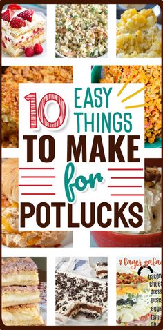 10 Easy Things To Make For Potlucks - Side Dishes, Desserts and More Potluck Appetizers, Summer Potluck Recipes, Potluck Side Dishes