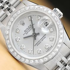 ROLEX LADIES DATEJUST QUICKSET 18K WHITE GOLD DIAMOND & STEEL SILVER DIAL WATCH | eBay Silver Diamond Watch With Date Indicator, Elegant Diamond Watch With Date Display For Anniversary, Timeless Diamond Watch With Date Display, Elegant White Gold Diamond Watch With Date Display, Anniversary White Gold Diamond Watch With Date Display, Elegant White Diamond Watch With Date Display, Elegant Silver Diamond Watch With Date Display, Rolex Watch Price, Rolex Wrist Watch