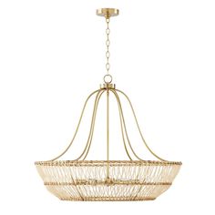 a chandelier hanging from the ceiling with an oval light fixture in gold tone