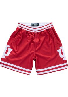 Hit the gym in these Indiana Hoosiers Red Game Shorts! These Indiana Shorts are the perfect way for any Hoosiers fan to show their pride at the gym or while playing sports with their friends. These Indiana Hoosiers Shorts feature a sublimated team logo on both legs. Collegiate Short Athletic Shorts For Basketball, Collegiate Style Basketball Athletic Shorts, Collegiate Sports Team Shorts, Team-colored Basketball Shorts, Collegiate Athletic Shorts With Team Name For Sports Events, Collegiate Athletic Shorts For Sports Events With Team Name, Collegiate Style Basketball Shorts, Collegiate Athletic Shorts For Sports Events, Collegiate White Bottoms For Sports Events