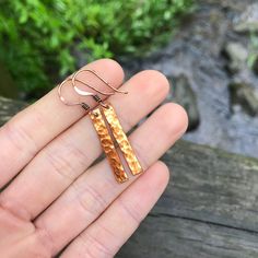 Bar Earrings, Under Pressure, Hand Forged, Boho Earrings, Bend, Columbia, Etsy Earrings, Dangle Drop Earrings, Copper