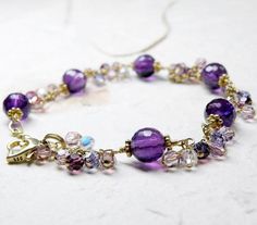 Natural Amethyst Stone Bracelet, 14k Gold Filled, Faceted Purple Stone Jewelry, February Birthstone Elegant Purple Faceted Beads Gemstones, Purple Bracelets With Gemstone Accents For Gift, Purple Gemstone Accents Bracelets As Gift, Purple Gemstone Accented Bracelet For Gift, Amethyst Gemstone Bracelets For Anniversary, Purple Gemstone Accents Bracelet For Gift, Fine Jewelry Amethyst Bracelets Gift, Amethyst Gemstone Bracelet For Anniversary, Anniversary Amethyst Gemstone Bracelet