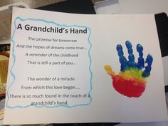 a child's handprint with the words a grandchild's hand