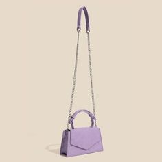 Décadence Handbag Metal Chain Ladies Trendy Formal Handheld Satchel With Chain Strap, Elegant Formal Satchel With Chain Strap, Formal Purple Shoulder Bag With Handle Drop, Chic Purple Satchel For Formal Occasions, Purple Chain Strap Shoulder Bag For Formal Occasions, Modern Purple Shoulder Bag For Formal Occasions, Modern Purple Formal Shoulder Bag, Elegant Evening Bag As Fashion Accessory, Elegant Purple Shoulder Satchel