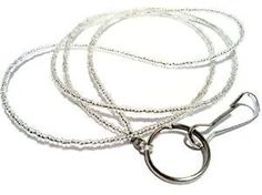 Plain Silver Seed Bead Lanyard- Silver Beaded Badge Holder- SB-4 Seed Bead Lanyard, Life Alert, Bead Lanyard, Crimp Beads, Beaded Lanyards, Silver Line, Beading Wire