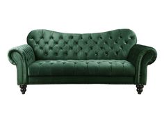 Iberis Green Velvet Sofa - Ornate Home Tufted Chesterfield Sofa, Velvet Loveseat, Green Velvet Sofa, Navy Blue Velvet, Deep Seat Cushions, Rolled Arm Sofa, Green Sofa, Tufted Sofa, Acme Furniture