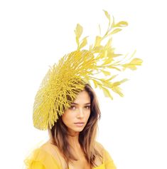 Yellow Kentucky Derby Hat, Lemon Yellow Ascot Hat,Lemon Tea Party Hat, Yellow Formal Occasion Hat,Yellow Saucer Hat,Fascinator Headband Isabel Round Saucer Disc Lemon Yellow Kentucky Derby Hat This yellow wedding fascinator is made with a criss cross geometric structured disc trimmed with a mass of feathers Fascinator base Measures 38cm wide This formal occasion hat is mounted with a matching headband. If you prefer a headband to match your hair, please make a note at check out what colour headb Summer Party Headpiece With Round Crown, Gold Structured Crown Hat For Summer, Yellow Mini Hats For Races At Royal Ascot, Yellow Mini Hat For Royal Ascot Races, Spring Party Costume Hat With Round Crown, Yellow Summer Hat For Garden Parties, Summer Party Mini Hat With Round Crown, Spring Party Mini Hat With Round Crown, Yellow Hat Fascinator For Garden Party