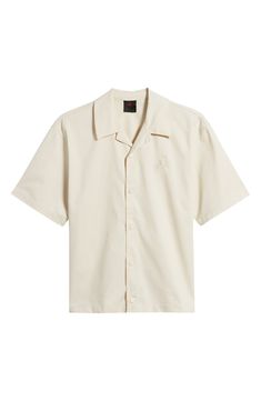 Roomy and relaxed, this camp shirt made with breathable cotton sports tonal front snaps and an enzyme wash that makes it look and feel like an old favorite. 27" length; 44" chest (size Medium) Front snap closure Notched collar Elbow-length sleeves 65% polyester, 35% cotton Machine wash, tumble dry Imported Nordstrom x Nike: A curated lifestyle destination where fashion is the ultimate sport Solid Camp Shirt With Camp Collar For Spring, Relaxed Fit Camp Shirt With Camp Collar For Everyday, Spring Solid Color Camp Shirt With Camp Collar, Relaxed Fit Camp Shirt With Button Closure, Solid Relaxed Fit Shirt With Camp Collar, Casual Unstructured Camp Shirt With Johnny Collar, Solid Color Cotton Camp Shirt With Camp Collar, Solid Cotton Camp Shirt With Camp Collar, Classic Cotton Camp Shirt With Camp Collar