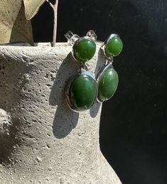 Canadian Nephrite Jade Set in Sterling Silver 8mm round cabochon and 14x10mm oval cabochon Jade Charm, Jade Bangle, Nephrite Jade, Jade Earrings, Jade Ring, Jade Bracelet, Jade Carving, Jade Jewelry, Jade Beads