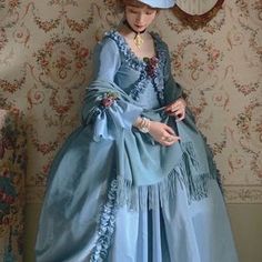 Baby Blue Marie Antoinette 18th c. Dress Halloween Renaissance | Etsy Spring Victorian Dress Historical Design For Costume, Spring Victorian Dress Costume With Historical Design, Spring Victorian Dress With Historical Design For Costume, Spring Victorian Costume Dress With Historical Design, Spring Regency Style Victorian Dress Costume, Historical Blue Victorian Dress Costume, Fitted Spring Costumes For Cosplay, Spring Victorian Costume Dress, Spring Fitted Historical Victorian Dress