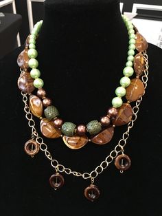 Three individual necklaces, that can be worn together or separate. Goldish brown beads with green accent color. Perfect for fall. Green Accent Color, Green Accents, Girly Jewelry, Beaded Necklaces, Photo Bracelet, Black Lives, Accent Colors, Chain Styles, Handmade Items