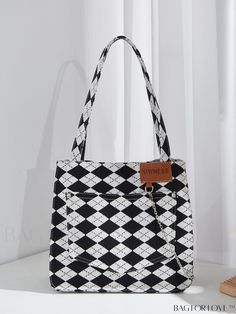 BagForLove - Classic Plaid Canvas Shoulder Bag - Timeless Design for Fashion Enthusiasts Black Square Canvas Shoulder Bag, Black Canvas Rectangular Hobo Bag, Black Rectangular Canvas Hobo Bag, Black Square Canvas Bag With Adjustable Strap, Plaid Bag, Argyle Pattern, Bags Tote, Word Wrap, Canvas Shoulder Bag