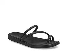 Crocs Miami Sandal - Women's - Free Shipping | DSW Casual Toe Ring Sandals With Adjustable Strap, Summer Toe Loop Sandals With Synthetic Material, Synthetic Toe Loop Sandals For Summer, Casual Beach Toe Ring Sandals With Adjustable Strap, Adjustable Toe Loop Slides For Summer, Casual Toe Ring Sandals With Adjustable Strap For Beach, Casual Adjustable Toe Loop Slides, Adjustable Strappy Toe Ring Sandals With Removable Insole, Adjustable Strappy Sandals With Heel Loop