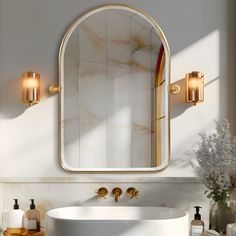 a bathroom with a sink, mirror and soap dispenser