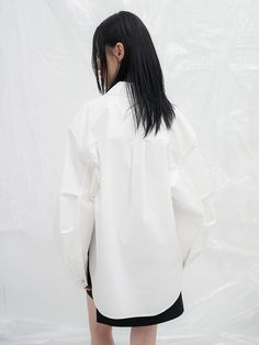 YUTHENTIC is a women's wear-based street casual brand that develops unique collections within neat silhouettes and everyday styles, focusing on androgynous items.- Box shape over size shirt- Pure mood material and color used- Can be worn as a outer- You can create a high neck with a button on the collar Oversized Streetwear Shirt, Modern Oversized White Blouse, Modern White Blouse With Shirttail Hem, White Modern Shirt With Relaxed Fit, Modern White Shirt For Spring, White Long Sleeve Modern Blouse, Modern White Long Sleeve Blouse, Urban Style White Long Sleeve Shirt, Urban Spring Tops For Workwear