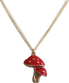 Red Mushroom Design Jewelry Gift, Mushroom Necklace, Mushroom Jewelry, Red Mushroom, Minimal Necklace, Necklace For Her, Necklace Red, Unique Necklace, Gold Plated Chains