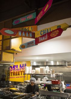 Indian Street Food Restaurant Design, Punjabi Restaurant Interior, Indian Takeaway Aesthetic, Punjabi Dhaba Design Ideas, Contemporary Restaurant Design, Indian Cafe, Cafe Design Inspiration, Street Food Design, Restaurant Signage