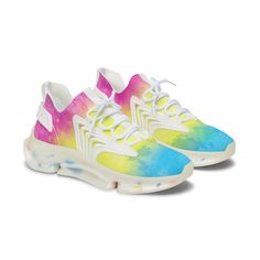 PLEASE NOTE: I CANNOT GUARANTEE DELIVERY IN TIME FOR CHRISTMAS AFTER DECEMBER 12.  Pride isn't just for a month, it's for life! Proudly sport your Pan pride colors and look snatched all year round with these vivid, artsy, watercolor gay pride athletic sneakers! These mesh sneakers deliver style and comfort on a whole new level. They're made from 100% mesh-knit polyester on top for breathability and flexibility. Instead of rubber, thermoplastic polyurethanes (TPU) and an EVA shock-absorbing layer Pan Pride, Basket Sport, Pride Colors, Mesh Sneakers, December 12, Lgbtq Pride, Polyester Top, Athletic Sneakers, Shoes Trainers