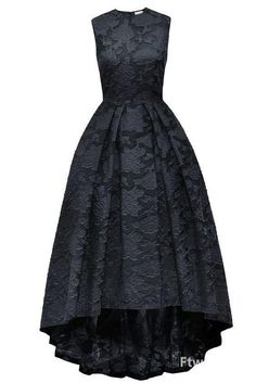 black lace round neck high low sleeveless a line long prom dress evening dresses Elegant Sleeveless High Low Dress For Prom, Elegant Black Maxi Dress With High-low Hem, Elegant High-low Hem Prom Dresses, Elegant Prom Dresses With High-low Hem, Elegant Black High-low Hem Dress, Elegant Lace Dress With Asymmetrical Hem, Black Lace Maxi Dress For Prom Season, Prom Dress Evening, Christmas Party Outfit