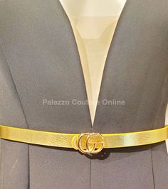 Synthetic leather plain belt It is the perfect accessory to add style and elegance to the outfit. 100 %Polyurethane. GG Buckle Closure Design. Lead Compliant. Size : length: 42 “ wide 1/2" Closure Design, Belt Gold, The Outfit, Synthetic Leather, Buckle, Leather, Gold, Design