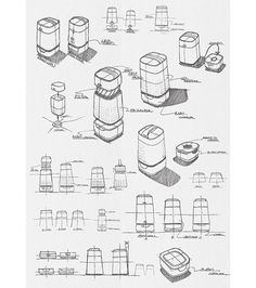 some drawings of different types of appliances in various shapes and sizes, all drawn by hand