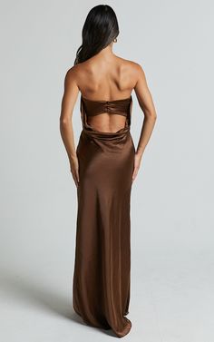 College Ball Dress, Satin Strapless Backless Party Dress, Strapless Satin Backless Evening Dress, Satin Backless Evening Dress For Gala, Prom Season Satin Party Dress With Back Opening, Satin Strapless Dress For Party Season, Satin Strapless Dress For Party, Chic Strapless Backless Satin Dress, Satin Backless Evening Dress For Prom