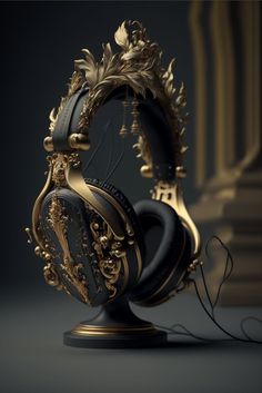 the headphones are designed to look like they have been made out of gold and black