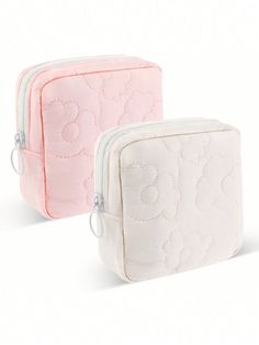 1pc Embroidered Sanitary Pad Storage Bag, Portable Menstrual Cup Bag, Menstrual Pad Bag, Sanitary Napkin Bag, Menstrual Cup Storage Bag, Menstrual Cycle First Period Bag (Pink + White) For Travel Storage Bag,Makeup Bag,Cosmetic Bag,Vacation Organizer,Large Capacity Makeup Organizer Makeup Case, For Lipstick, Brush, Skincare, Mobile Phone, Coin, Small Items, For Home,Gift,Vacation And Festival Halloween Christmas Multifunctional Use White    Polyamide     Storage & Organization, size features are Menstruation Pad, Period Bag, Sanitary Napkin Bag, Pad Storage, Cup Bag, Cup Storage, Lipstick Brush, Period Pads, Menstrual Pads