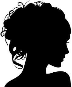 the silhouette of a woman with curly hair